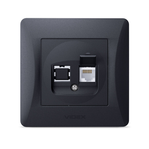 Gniazdo komputerowe CAT6 pojedyncze czarne grafitowe VIDEX BINERA