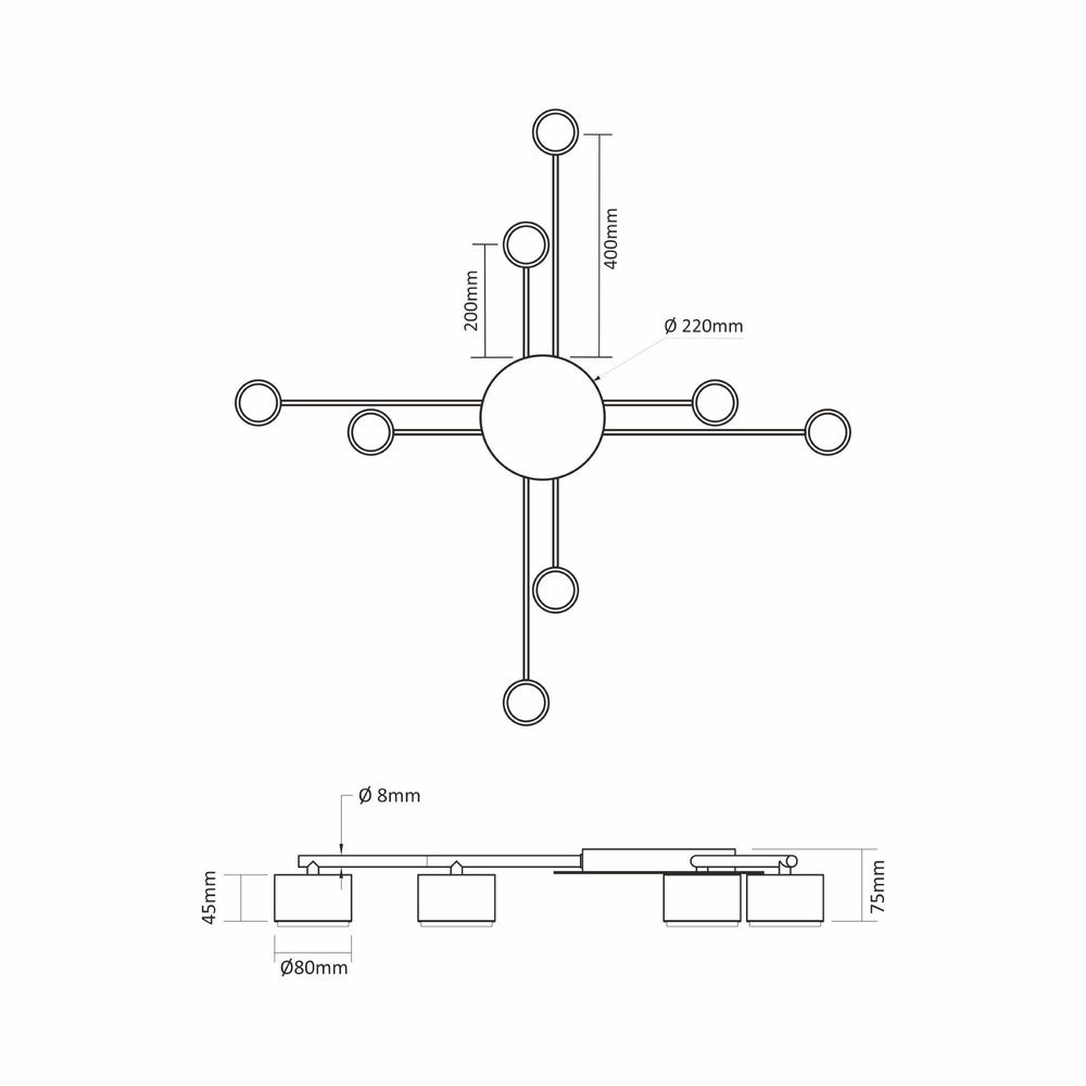 Reflektor sufitowy VIDEX na 8x GX53 czarny