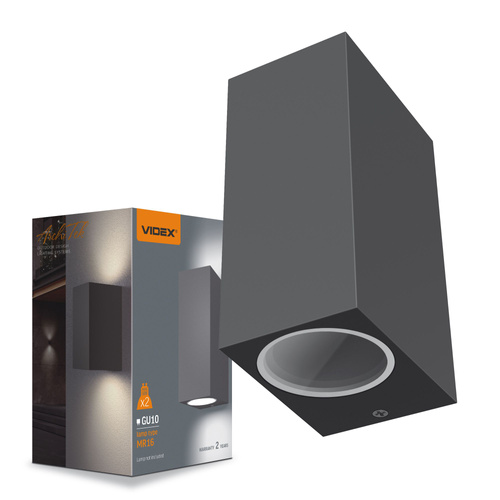 Podwójna lampa elewacyjna VIDEX z gniazdem GU10, szara