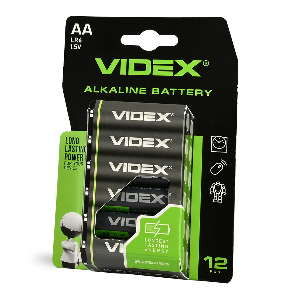 Baterie Alkaiczne Videx LR6 AA Paluszki Małe 1.5V Blister 12szt