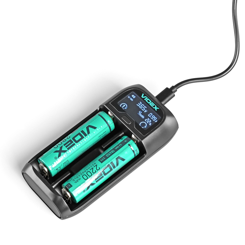 Ładowarka akumulatorów VIDEX VCH-UD200 z wyświetlaczem LCD 2A