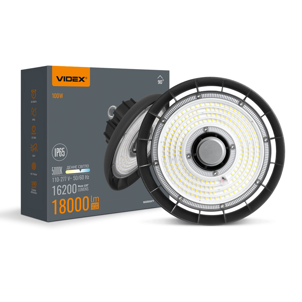 Oświetlenie przemysłowe VIDEX LED High Bay 100W 5000K 18000lm AC 110-277V