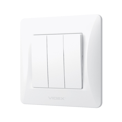 Przełącznik Włącznik Schodowy Videx Binera 3-biegunowy 10A Natynkowy Biały