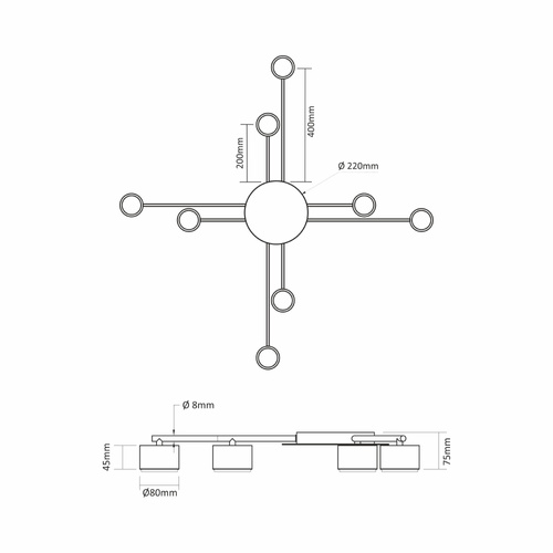 Reflektor sufitowy VIDEX na 8x GX53 czarny