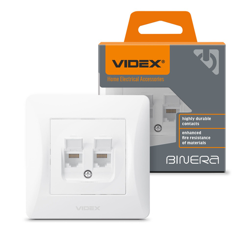 Gniazdo Podwójne Videx Binera Komputerowe RJ45 Natynkowe Białe