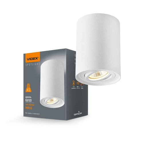 Oprawa Natynkowa Lampa Sufitowa Videx 1x GU10 Ruchoma Biała