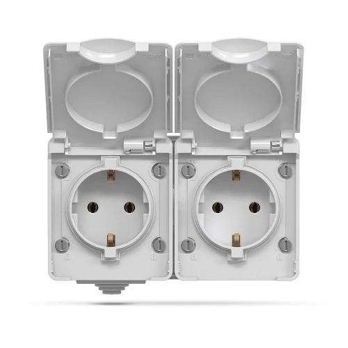 Podwójne gniazdo z uziemieniem IP65 szare VIDEX BINERA