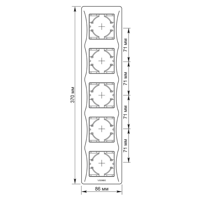 Ramka Pozioma do Gniazdek Videx Binera Pięciokrotny Natynkowa Czarna