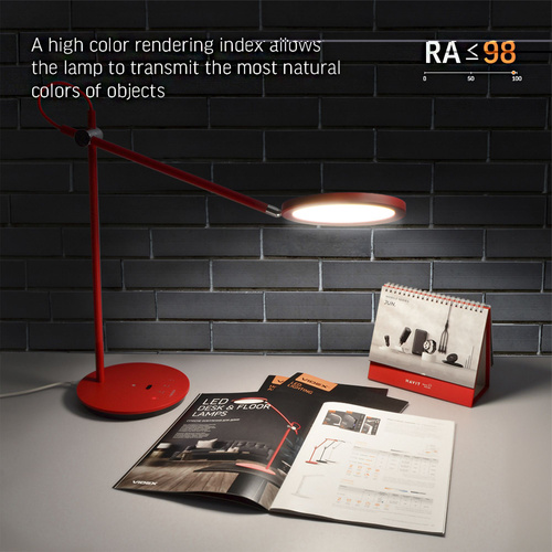 Lampa biurkowa LED ściemnialna VIDEX TF15R 20W 4100K czerwona