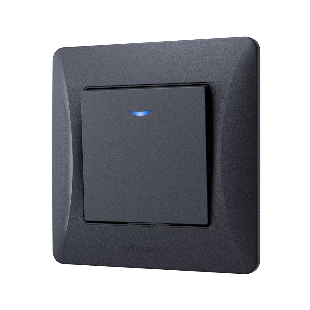 Włącznik jednobiegunowy z podświetleniem LED czarny grafit BINERA