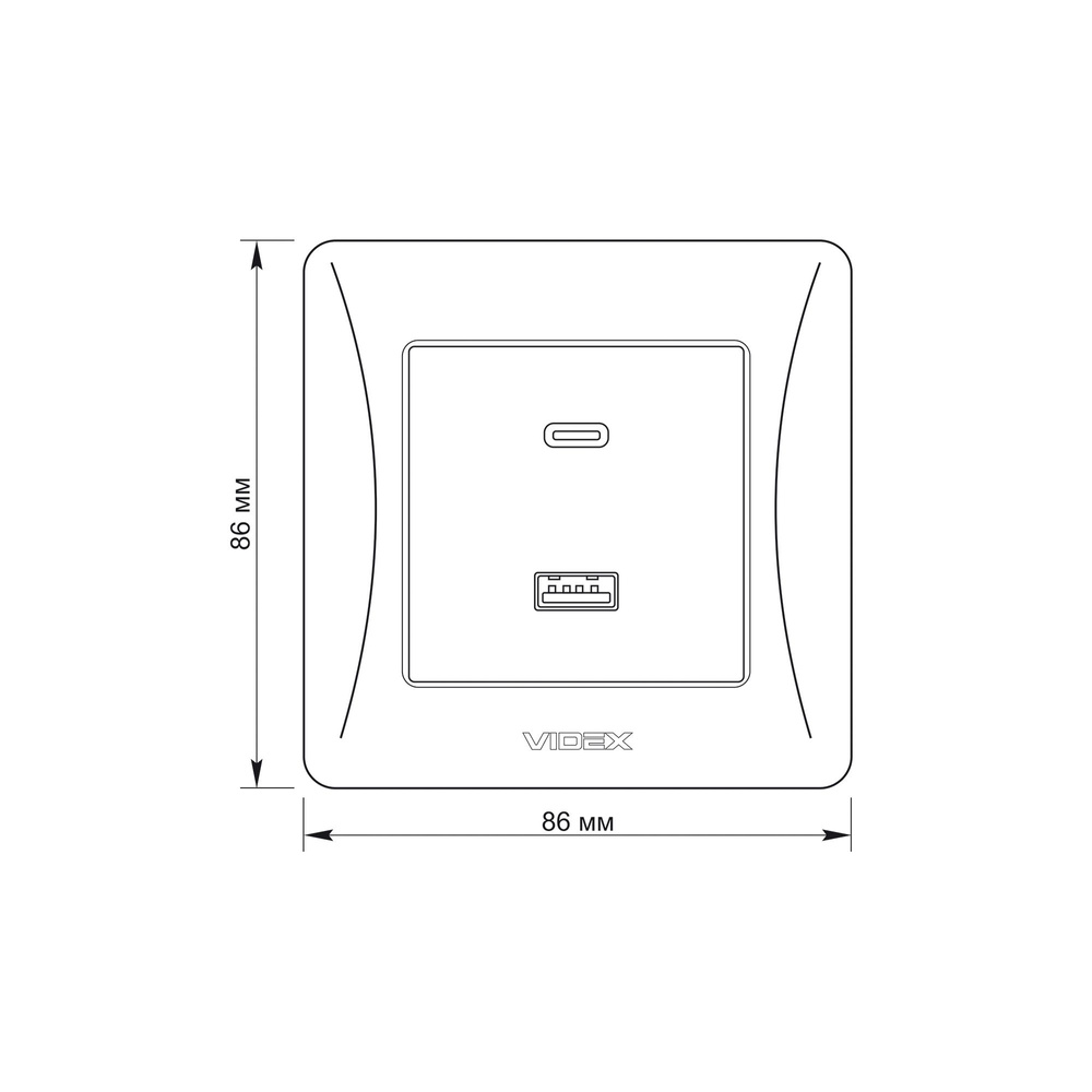 Gniazdo USB-A + USB-C PD20W czarne VIDEX BINERA