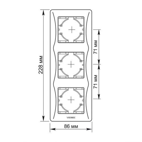 Ramka 3-krotna pionowa biała VIDEX BINERA