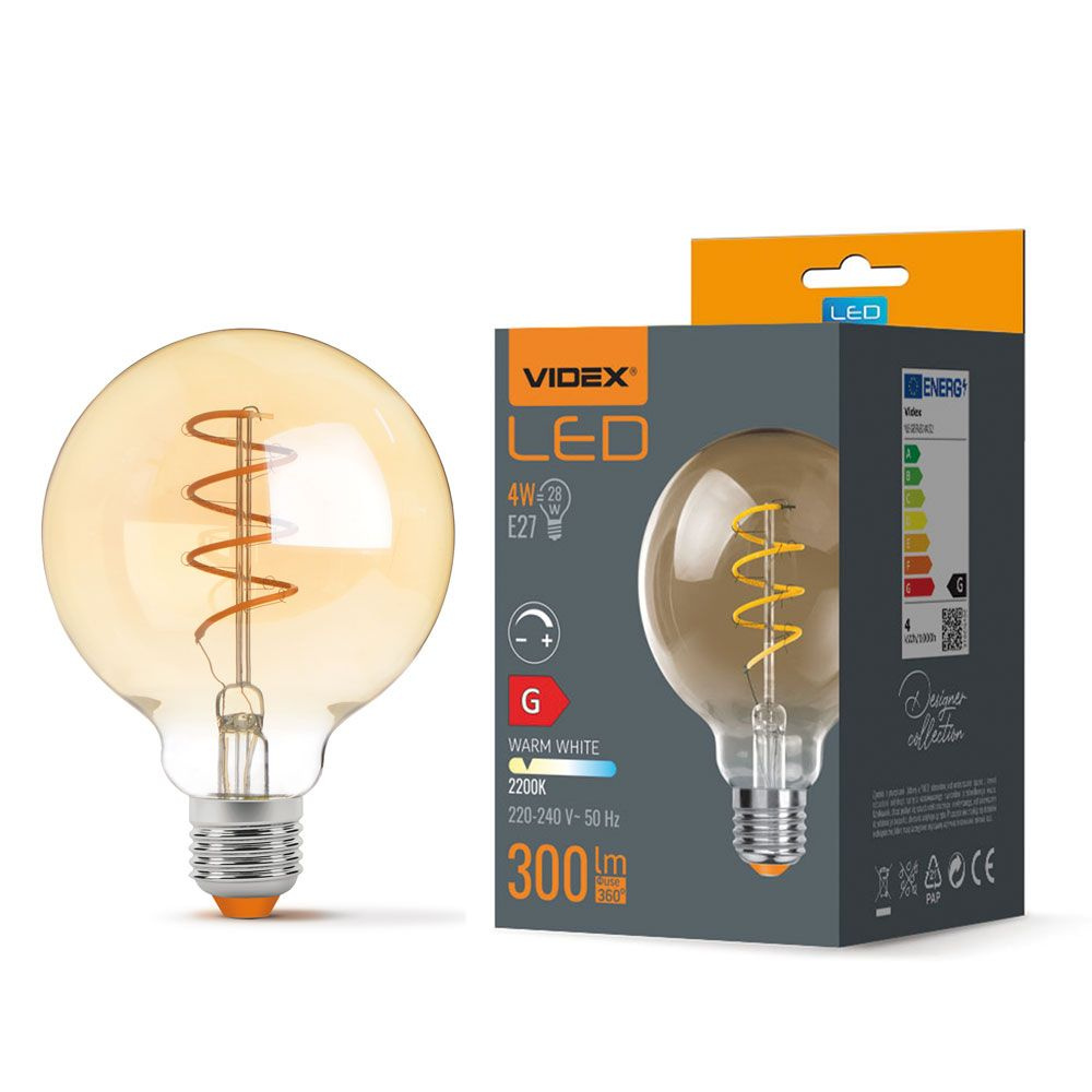 Żarówka Videx LED E27 Kula 4W = 28W 300lm 2200K Ciepła 360° Ściemnialna