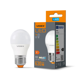 Żarówka LED E27 G45 Kulka 7W = 50W 630lm 4000K Neutralna Biel 240° Videx