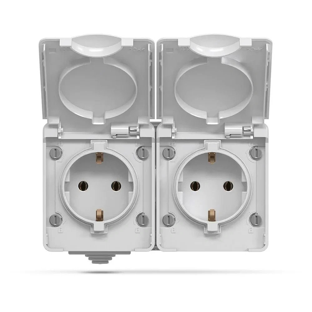 Podwójne gniazdo z uziemieniem IP65 szare VIDEX BINERA