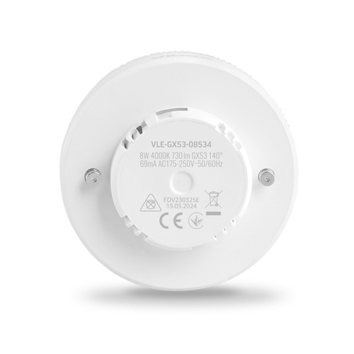 Żarówka LED GX53 8W = 55W 730lm 4000K Neutralna Biel 140° Videx