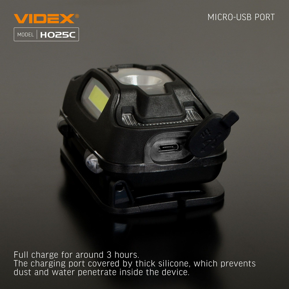 Latarka czołowa LED VIDEX 310Lm 5000K USB-C