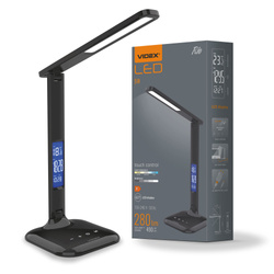 Lampka Biurkowa Videx LED 5W 490lm 5500K Zimna Czarna Ściemnialna RIO