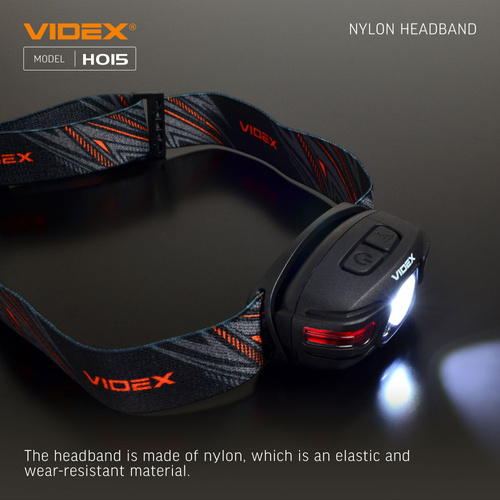 Latarka czołowa LED VIDEX 330Lm 5000K USB-C IP67