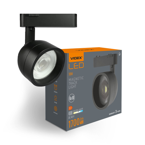 Oświetlenie LED do wąskiego systemu oświetlenia szynowego VIDEX VL-TRMS-LA78B, czarne