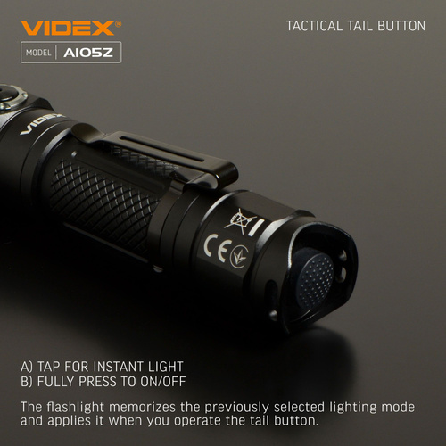 Latarka Videx LED 1200lm IP44 neutralna biel 5000k 8 trybów zasięg 215m