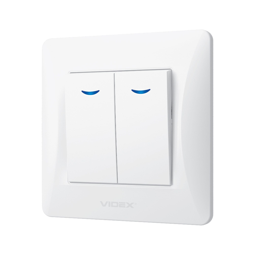 Przełącznik Włącznik Schodowy Videx Binera 2-biegunowy Podświetlany 10A Natynkowy Biały