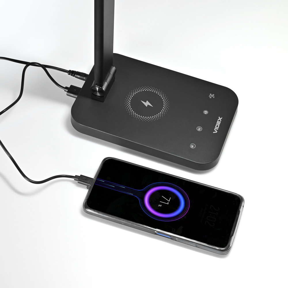 Lampka Biurkowa Videx LED 18W 700lm 6500K Zimna Czarna Ściemnialna