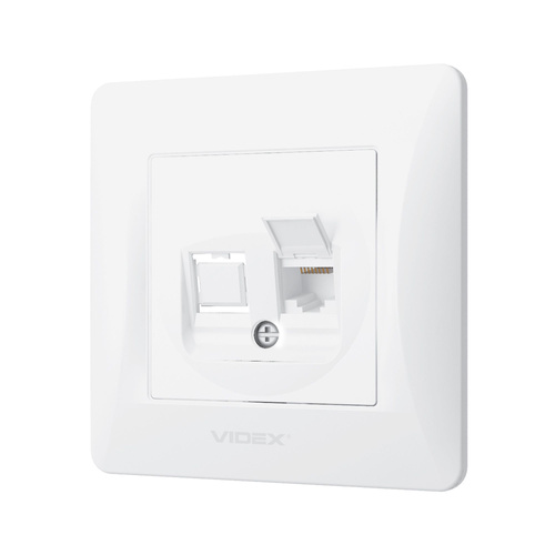 Gniazdo Pojedyncze Komputerowe Videx Binera RJ45 Natynkowe Białe