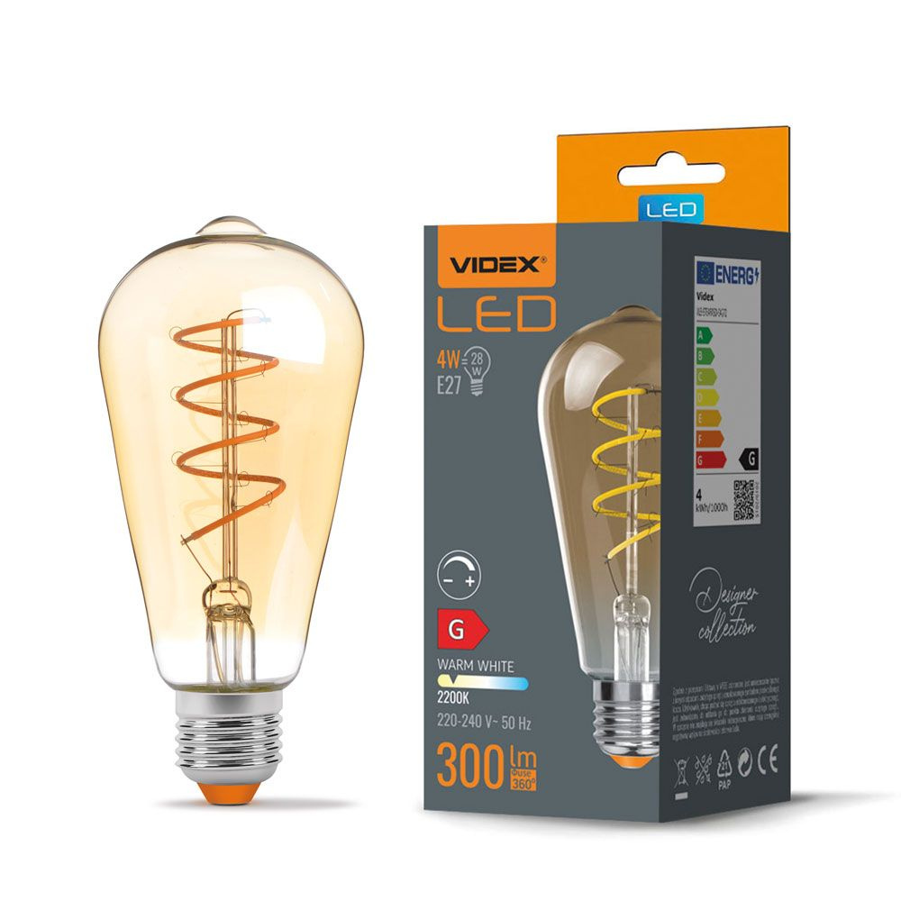 Żarówka LED E27 ST64 4W 28W Filament Ściemnialna
