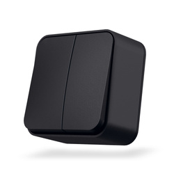 Podtynkowy włącznik 2-krotny 1-biegunowy czarny BINERA