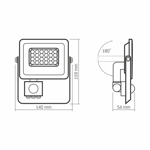 Naświetlacz Videx LED 20W 1800lm neutralna biel 5000K czujnik ruchu IP65