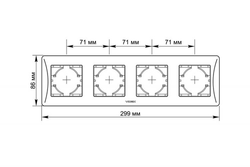 Ramka 4-krotna pozioma biała BINERA VIDEX