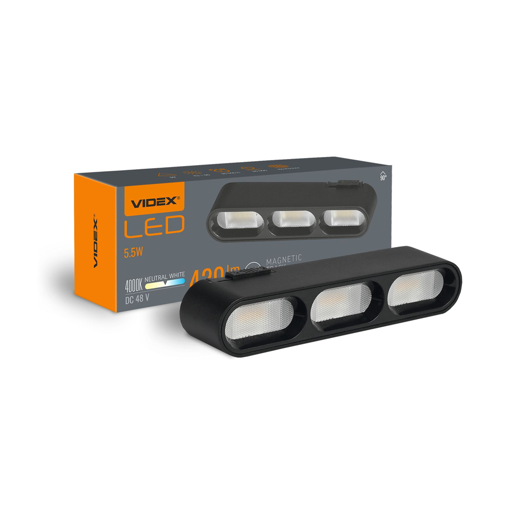 Oświetlenie LED do wąskiego systemu oświetlenia szynowego VIDEX VL-TRMS-LD13B, czarne