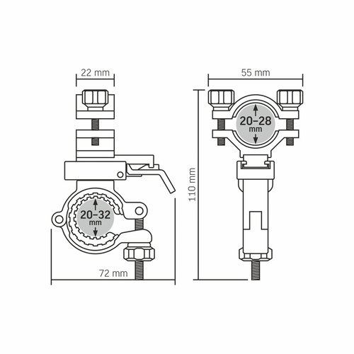 Uchwyt rowerowy do latarek Videx o średnicy 20-28mm aluminium szybki montaż