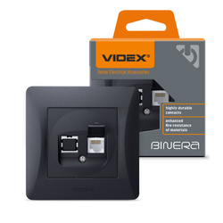 Gniazdo komputerowe CAT6 pojedyncze czarne grafitowe VIDEX BINERA