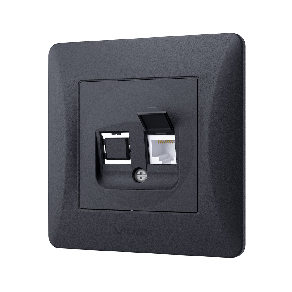 Gniazdo komputerowe CAT6 pojedyncze czarne grafitowe VIDEX BINERA