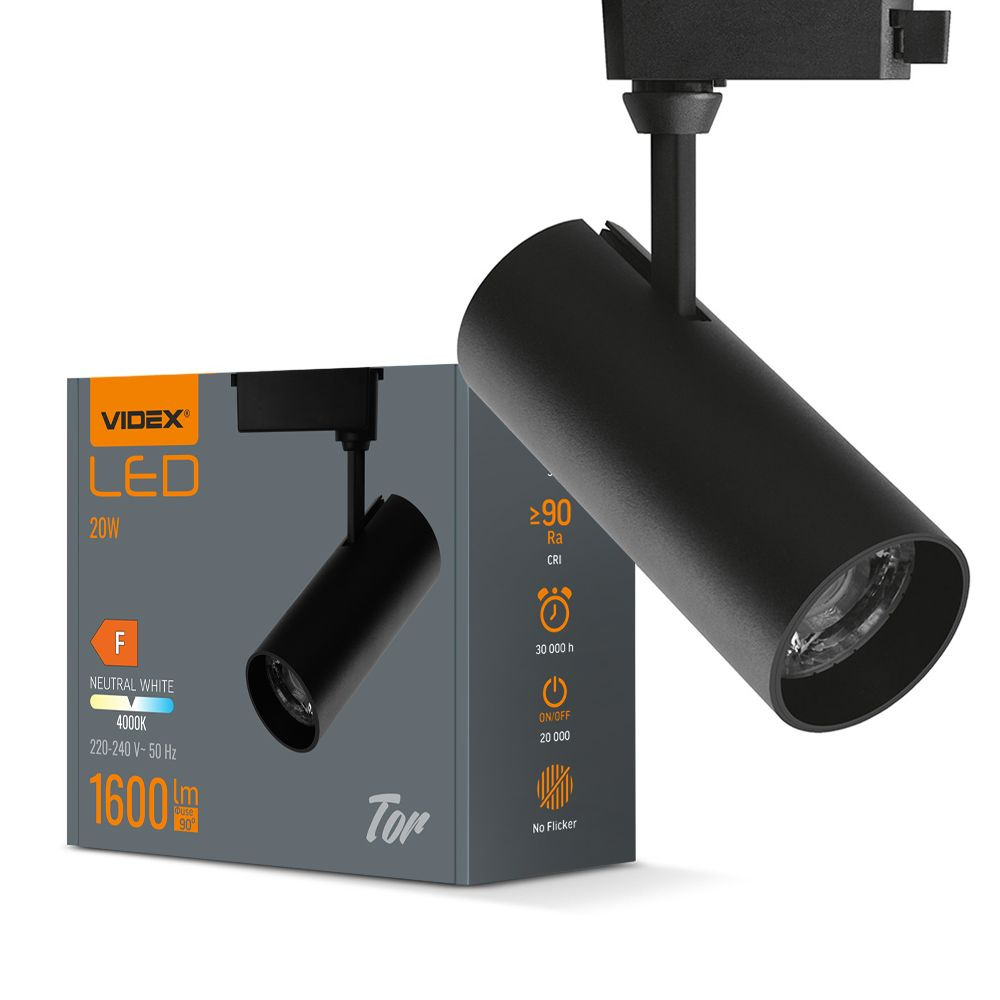 Oświetlenie szynowe LED VIDEX TOR 20W CZARNE
