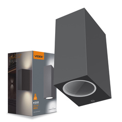 Podwójna lampa elewacyjna VIDEX z gniazdem GU10, szara