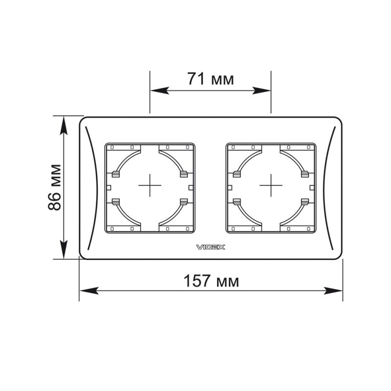 Ramka pozioma 2-krotna czarna grafitowa BINERA