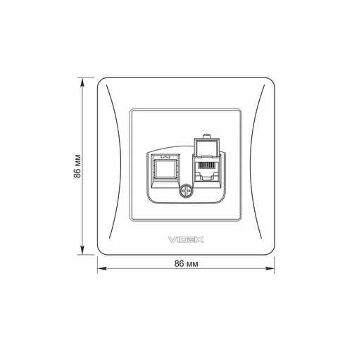 Gniazdo Pojedyncze Komputerowe Videx Binera RJ45 Natynkowe Białe