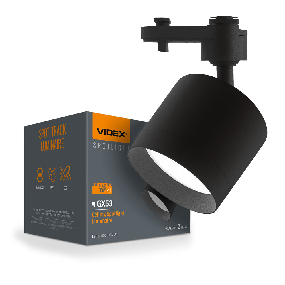 Oprawa oświetleniowa Videx 30W do szynoprzewodu GX53 Czarna