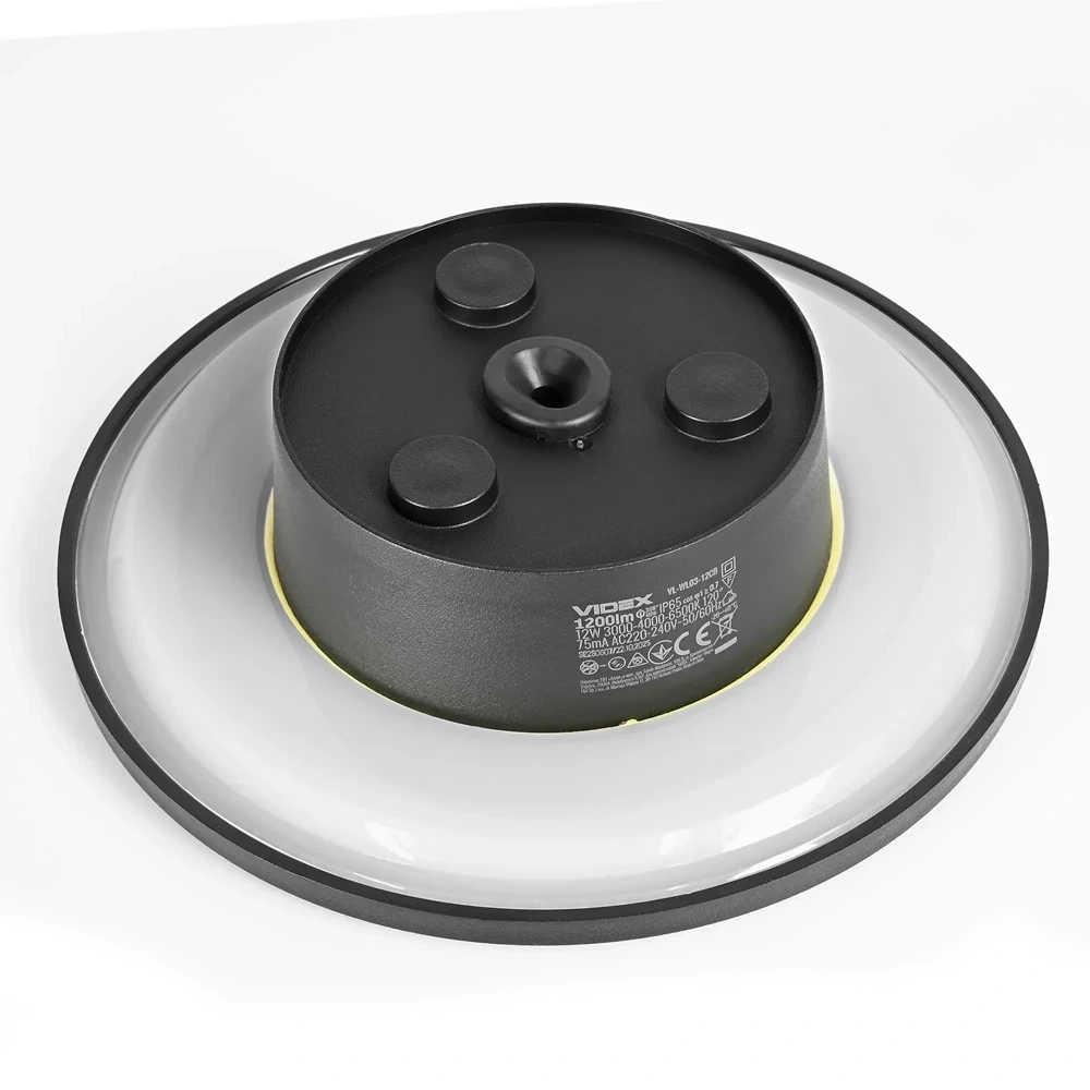 Lampa ścienna LED VIDEX 12W 1200Lm IP65 3000K-4000K-6500K czarna