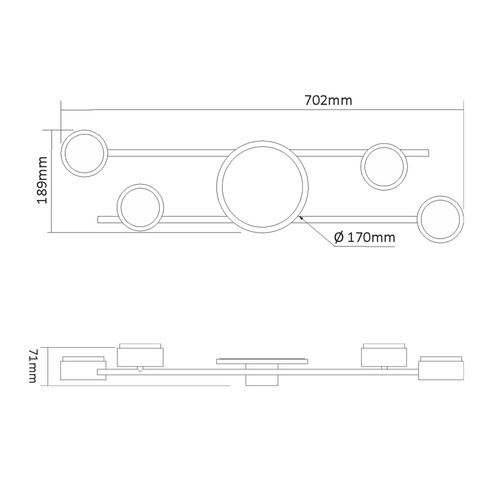 Oprawa sufitowa VIDEX z 4 lampami GX53 i podświetleniem