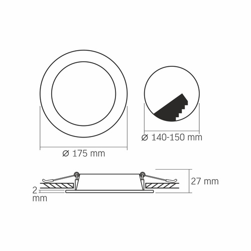 Oprawa wpuszczana LED VIDEX-DOWNLIGHT-LED-DLBR-124-BLACK-12W-NW