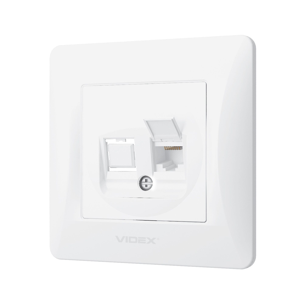 Gniazdo Pojedyncze Komputerowe Videx Binera RJ45 Natynkowe Białe