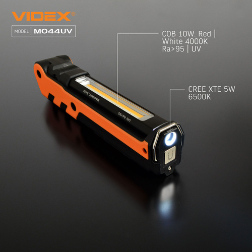 Wielofunkcyjna latarka Videx LED 400lm IPX2 4000k ściemnianie UV 4 tryby