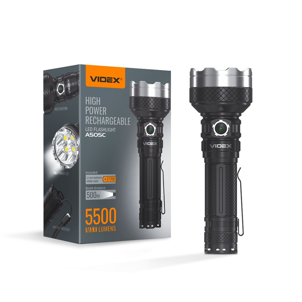 Latarka Videx LED 5500lm IP68 neutralna biel 5000k 6 trybów zasięg 500m