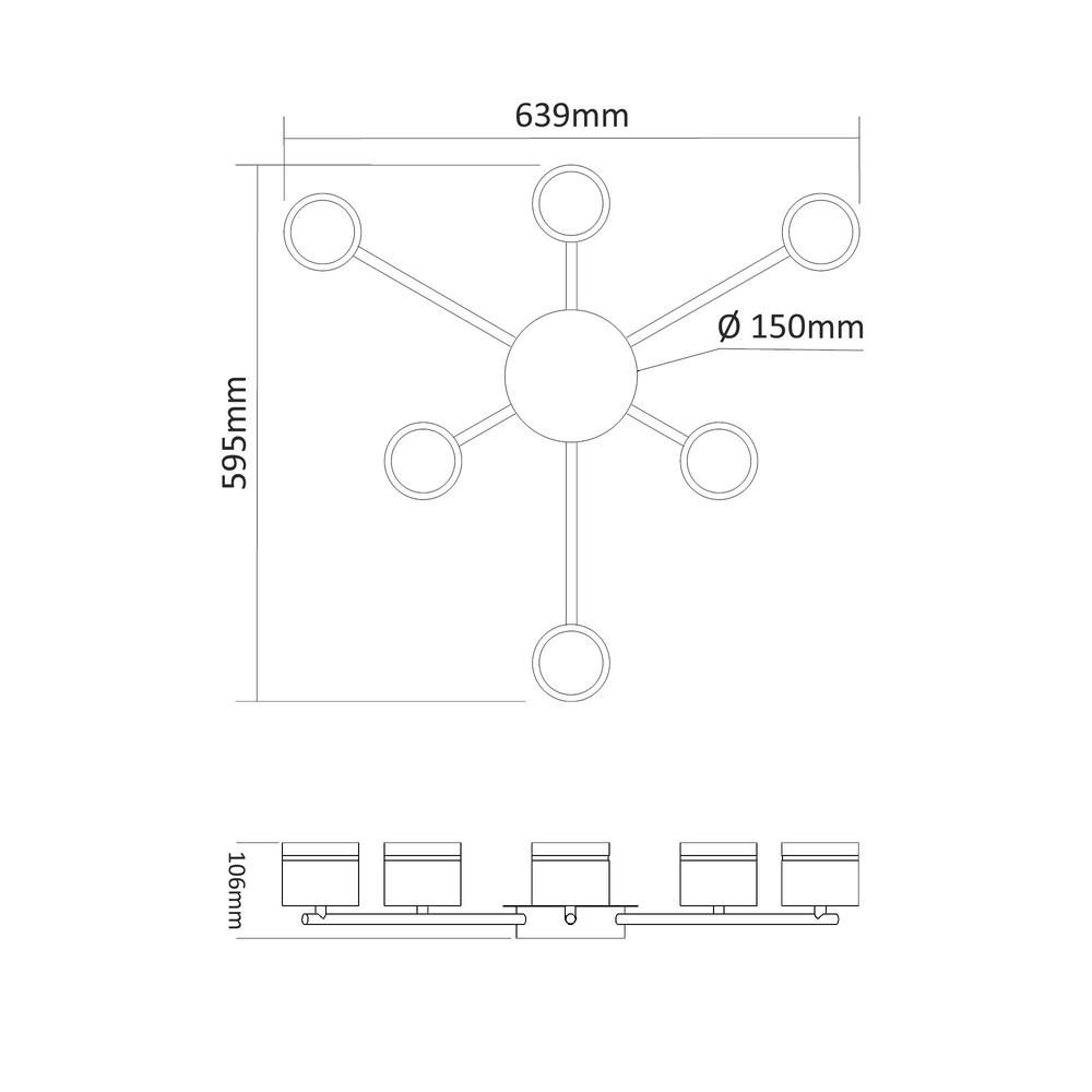 Reflektor sufitowy VIDEX na 6 lamp GX53, czarny