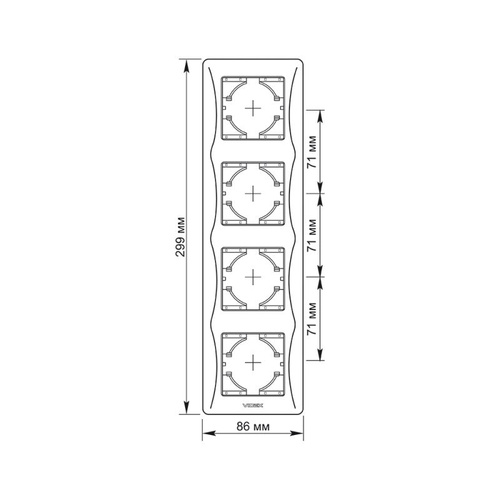 Ramka Pozioma do Gniazdek Videx Binera Poczwórna Natynkowa Czarna