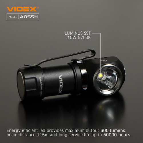 Latarka LED przenośna VIDEX 600Lm 5700K IP68